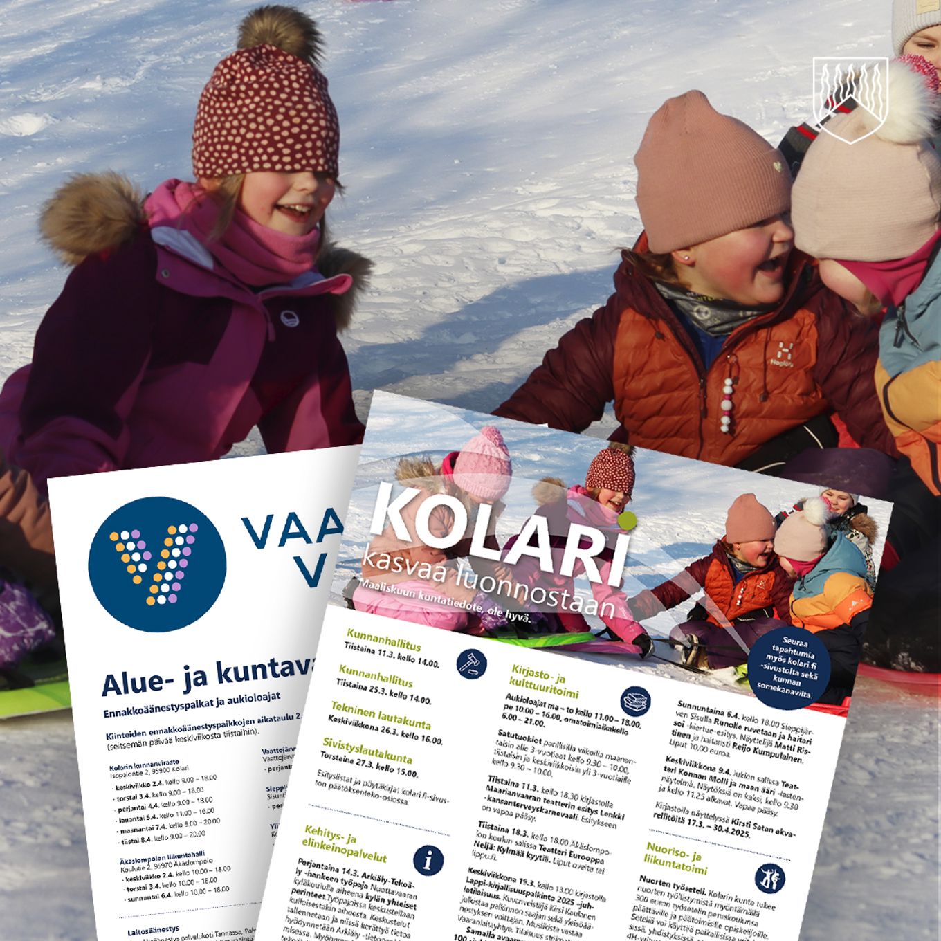 Kuvassa lapsia pulkkamäessa.