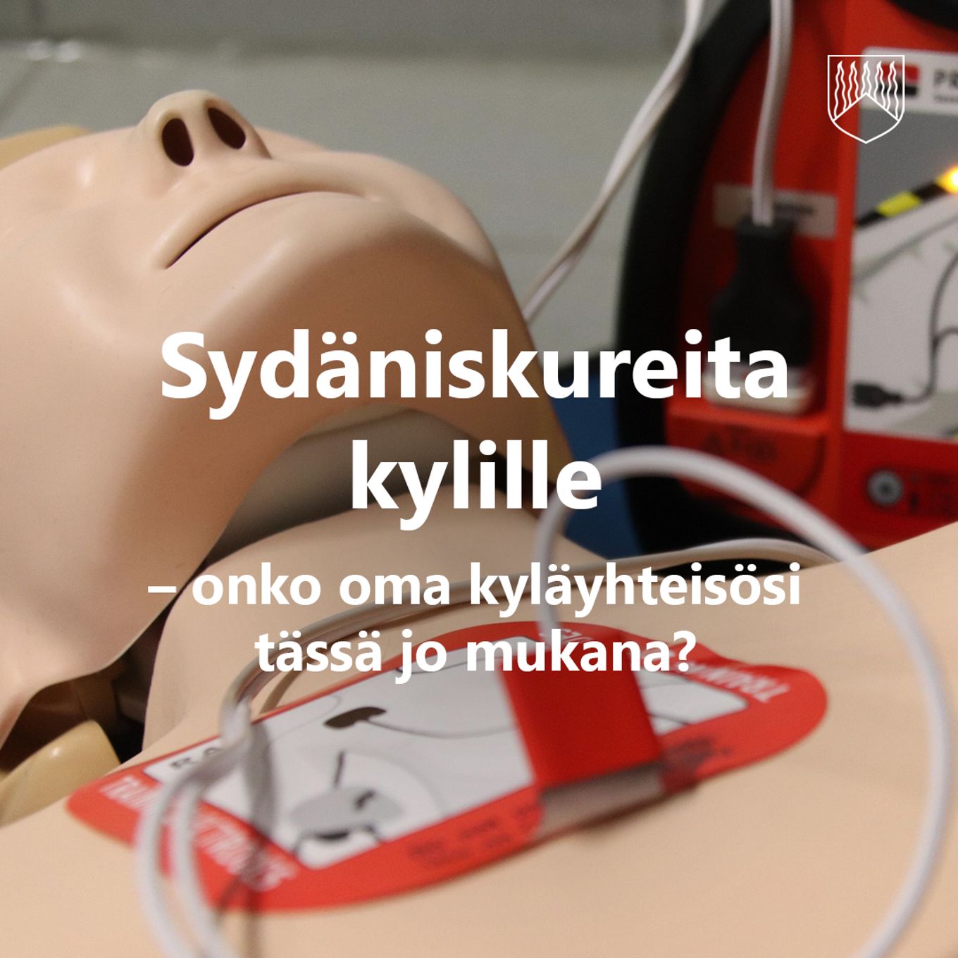 Kuvassa ensiapuharjoituksissa käytettävä nukke, jolla sydäniskurilätkä paikallaan.